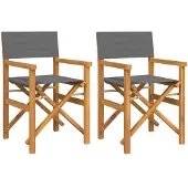 vidaXL Regiestühle 2 Stk. Klappbar Grau Massivholz Teak