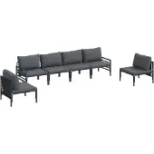 vidaXL Gartensofa-set 6 stk. Schwarz Stahl