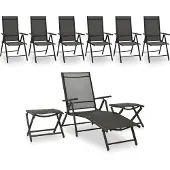 vidaXL 9-tlg. Garten-Lounge-Set Schwarz und Anthrazit
