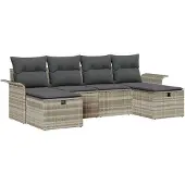 vidaXL Gartensofa-set 6 stk. Hellgrau Poly-Rattan