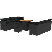 vidaXL Gartensofa-set 11 stk. 8-Sitzanzahl Schwarz Poly-Rattan