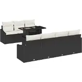 vidaXL Gartensofa-set 8 Stk. Schwarz und Creme Poly-Rattan