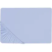 Beliani Spannbettlaken Baumwolle blau 140 x 200 cm JANBU