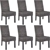 vidaXL Esszimmerstühle 6 Stk. Braun Kubu Rattan und Mangoholz