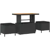 vidaXL Gartensofa-set mit Kissen mit Kissen 10 pcs Schwarz Poly Rattan