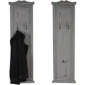 Mendler 2er-Set Garderobe T33, Wandgarderobe Garderobenpaneel, Wandhaken Holz 109x28x4cm ~ grau shabby