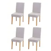 Mendler 4er-Set Esszimmerstuhl Stuhl Küchenstuhl Littau Textil, creme-beige, helle Beine