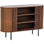 Beliani Sideboard Dunkelbraun Spanplatte Metallbeine Retro-Stil Wohnzimmer Möbel Aufbewahrung