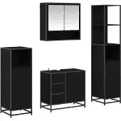 vidaXL Badezimmermöbel-Set 4 stk. Schwarz Eichen-Optik 65 x 33 x 60 cm