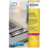 Avery Typenschildetiketten L6011-20, extrem robust, geeignet für SW-Laserdrucker, 63,5 x 29,6 mm, 540 Stück/20 A4-Bogen, Polyesterfolie, silber