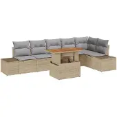 vidaXL Garten-Sofa-Set 7 stk. Beige Poly Rattan