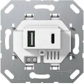 Gira USB-Netzteil 2-Port Typ A/C Wandsteckdose Weiß - 234900