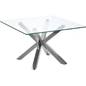 Beliani Beistelltisch Silber Transparent 70 x 70 cm Glasplatte Edelstahl Poliert Metallbeinen Quadratisch Wohnzimmer/Salon Langlebig Modernes Design