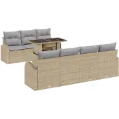 vidaXL Gartensofa-set 8 Stk. Beige Poly-Rattan