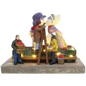 Santaville Blumenparade mit küssendem Paar mit LED Polyresin 18 cm (multi)