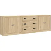 vidaXL Sideboards 3 Stk. Sonoma-Eiche Holzwerkstoff