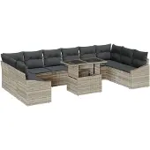 vidaXL Garten-Sofa-Set 11 Stk. Hellgrau und Dunkelgrau
