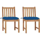 vidaXL Gartenstühle 2 Stk. mit Kissen Massivholz Teak