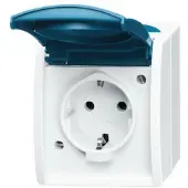 Busch-Jaeger 2083-0-0818, CEE 7/3, Blau, Weiß, IP44, 250 V, 16 A, 74 mm