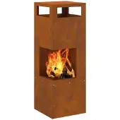 vidaXL Feuerstelle Braun 35 x 35 x 100 cm Wetterfeststahl