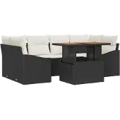 vidaXL Garten-Sofa-Set 7 stk. Schwarz Poly Rattan