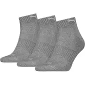 Puma Kurzsocken "UNISEX CUSHIONED QUARTER 3P", Damen, Gr. 35-38, grau (middle grau melange), Baumwollmischung, Elasthan, Polyamid, normal, Socken Kurzsocken, mit eingestricktem Logo im Bund