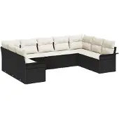 vidaXL Gartensofa-set mit Kissen Schwarz Poly-Rattan