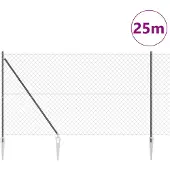 vidaXL Maschendrahtzaun mit Stacheln 25 x 1,6 m Grau Netz