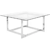 Beliani Couchtisch Silber Transparent 80 x 80 cm Glasplatte Poliert Glänzende Metallgestell Quadratisch Modern