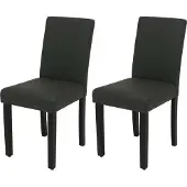 Mendler 2er-Set Esszimmerstuhl MCW-O65d, Küchenstuhl Polsterstuhl Lehnstuhl, Kunstleder dunkelgrau