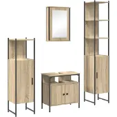 vidaXL Badezimmermöbel-Set 4 stk. Sonoma-Eiche 33 x 33 x 185,5 cm