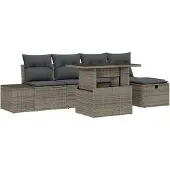 vidaXL Gartensofa-set 6 stk. Grau Poly-Rattan
