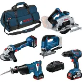 Bosch Combo Kit Set, 5 18V: GSR 18V-55/GWS 18V-10/GKS 18V-57-2/GSA 18V-LI/GST 18V-125B