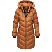 MARIKOO Damen Winter Steppjacke – Armasa, lang mit Kapuze & Teddyfell