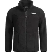Arctic Seven Herren Sherpa Fleecejacke – Warme Outdoorjacke mit Zipper – Schwarz