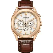 Citizen CA4593-15A Eco Drive Uhr Herrenuhr Leder Chrono Datum braun