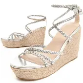 Montevita Wedge Sparto Sandale Wesparto6 in Silber