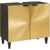 vidaXL Waschbeckenunterschrank Schwarz und Gold 62 x 33 x 58 cm