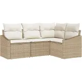 vidaXL Sofa Set 4 stk. Beige [Synthetisch]: Poly Rattan