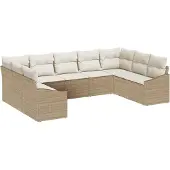 vidaXL Sofa Set 9 stk. Beige [Synthetisch]: Poly Rattan