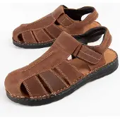 Purapiel Lässige Herren Sandale aus Naturleder, Braun, Beira5 Modell, Bequeme Passform