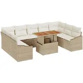 vidaXL Gartensofa-set 10 Stk. Beige und Creme