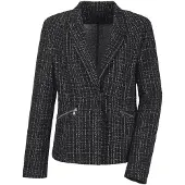 Goldner Kurzgröße: Eleganter Baumwollblazer, Karomuster in schwarz / gemustert | Gr.: 22