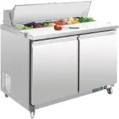 Polar U-Serie Doppeltür Saladette mit Vorbereitungstheke und Kühlschrank 405Ltr
