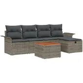 vidaXL Gartensofa-set 6 stk. Grau Poly-Rattan