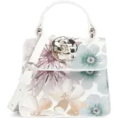Ted Baker Umhängetasche Helensa Petal Print Mini Top Handle Rose Detail Bag White mehrfarbig