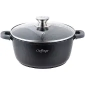 Cheffinger Aluguss Kochtopf 32 cm – 10 L Suppentopf Schmortopf Antihaftbeschichtung Glasdeckel Induktion