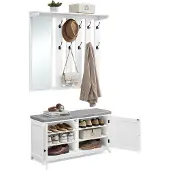 Vasagle Schuhbank Wandgarderobe Set mit 10 Doppelhaken 101 cm breit LSC011W01
