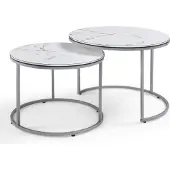 En.casa Couchtischset ’Skagen’ im 2er Set Marmor, weiß / Silber