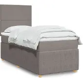 vidaXL Boxspringbett mit Matratze Taupe 90x190 cm Stoff
